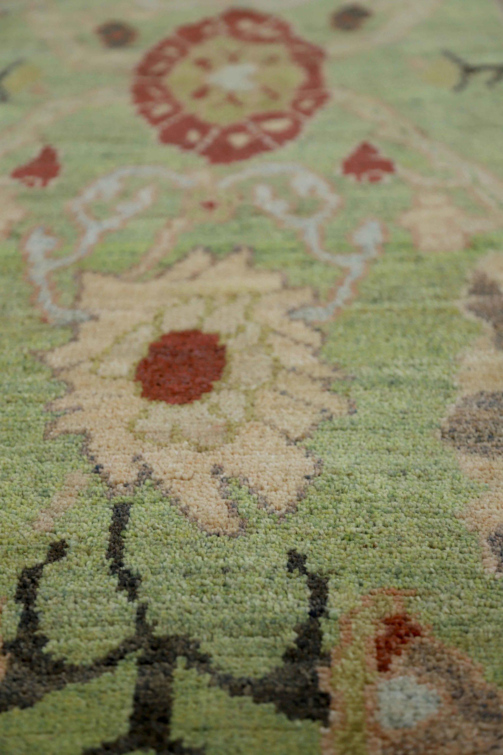 Afghanistan Oushak Kleiner Teppich Circa 1990 - Wolle Grün Elfenbein Rot Design - 90732 (20. Jahrhundert) im Angebot