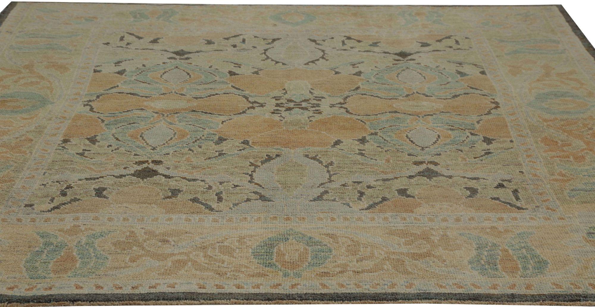 Afghano Tappeto Afghanistan Oushak piccolo - Lana Blu Verde Avorio Arancione - 96008 in vendita