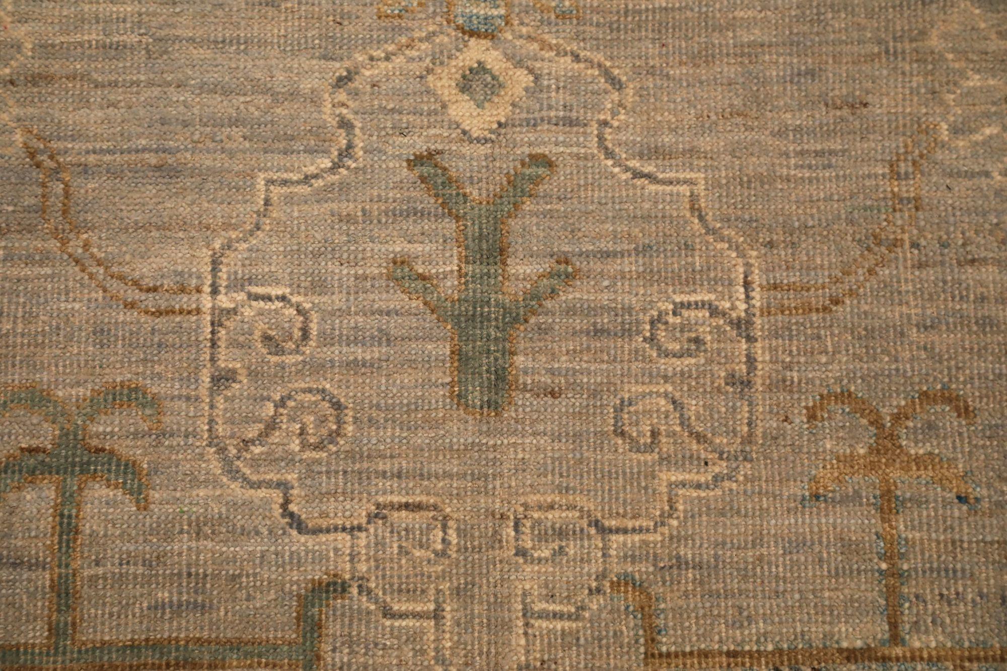 Tappeto Afghanistan Oushak Small - Lana Marrone Verde Avorio Design - 93801 In condizioni ottime in vendita a Dallas, TX