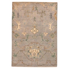 Tappeto Afghanistan Oushak Small - Lana Marrone Verde Avorio Design - 93801