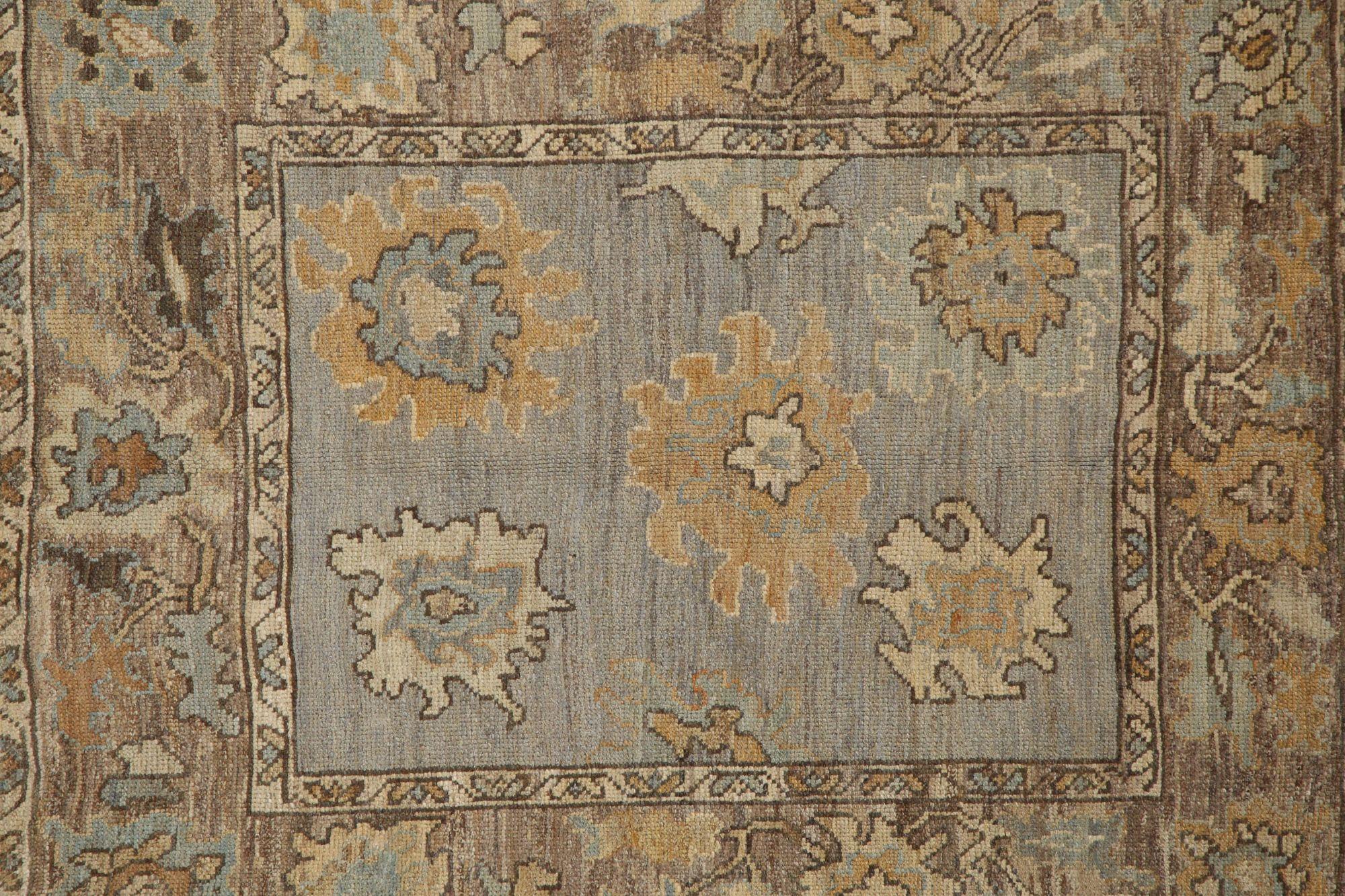 Tribal Afghanistan Oushak Small Rug - Wool Brown Ivory Design - 96067 For Sale
