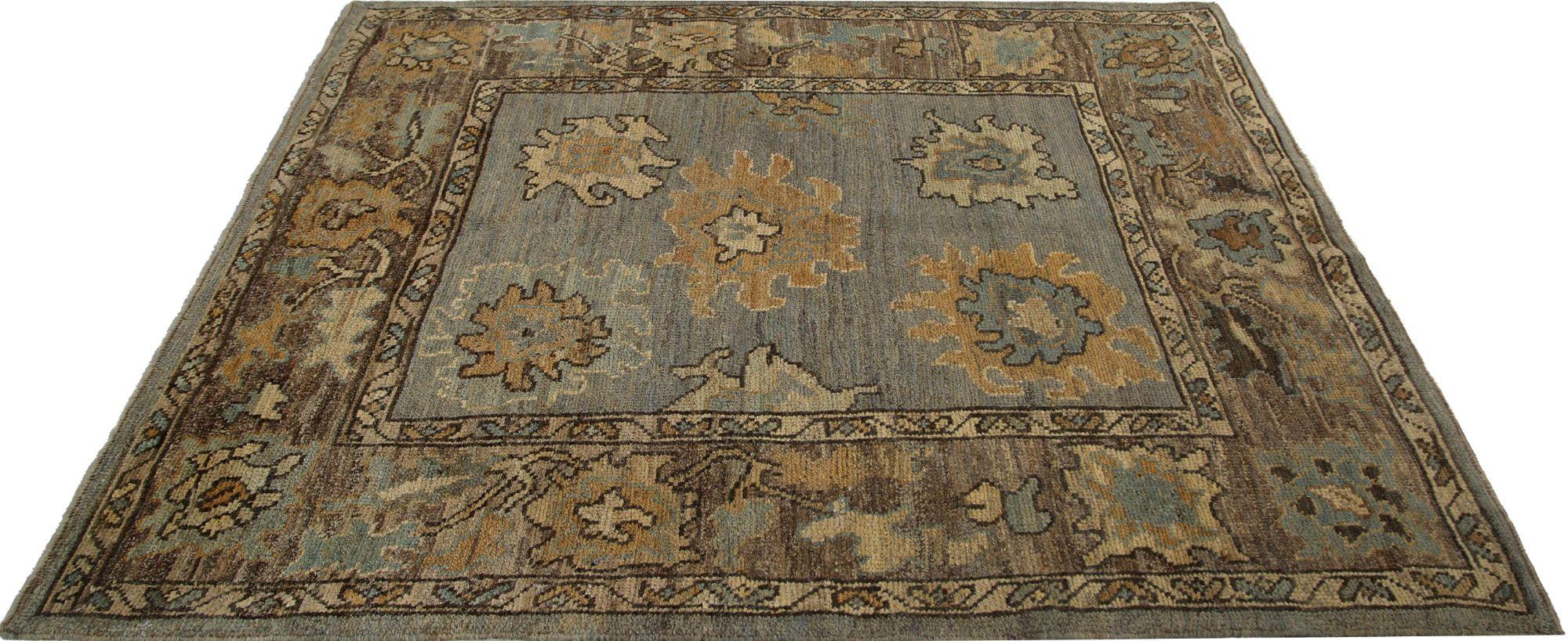 Afghanistan Oushak Small Rug - Wool Brown Ivory Design - 96067 In Excellent Condition For Sale In Dallas, TX