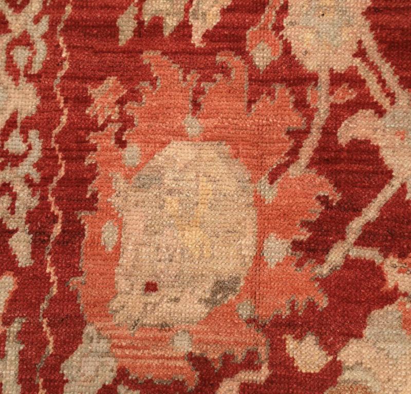 Turco Tappeto Afghanistan Oushak Small - Lana Avorio Rosa Rosso Design - 94313 in vendita