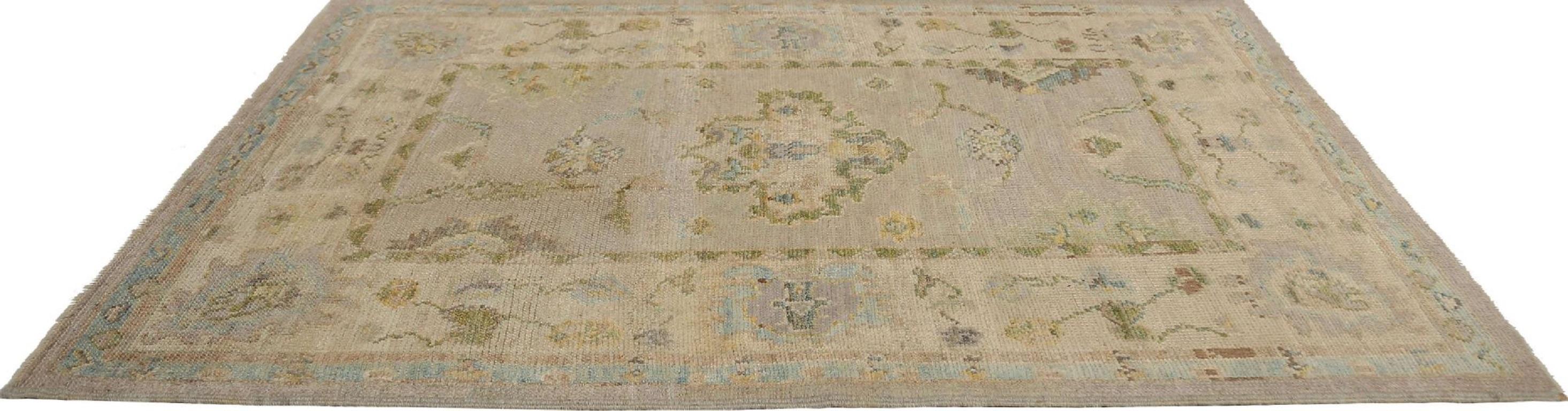 Oushak Afghanistan Oushak Kleiner Teppich - Wolle Elfenbein Taupe Design - 95875 (Afghanisch) im Angebot