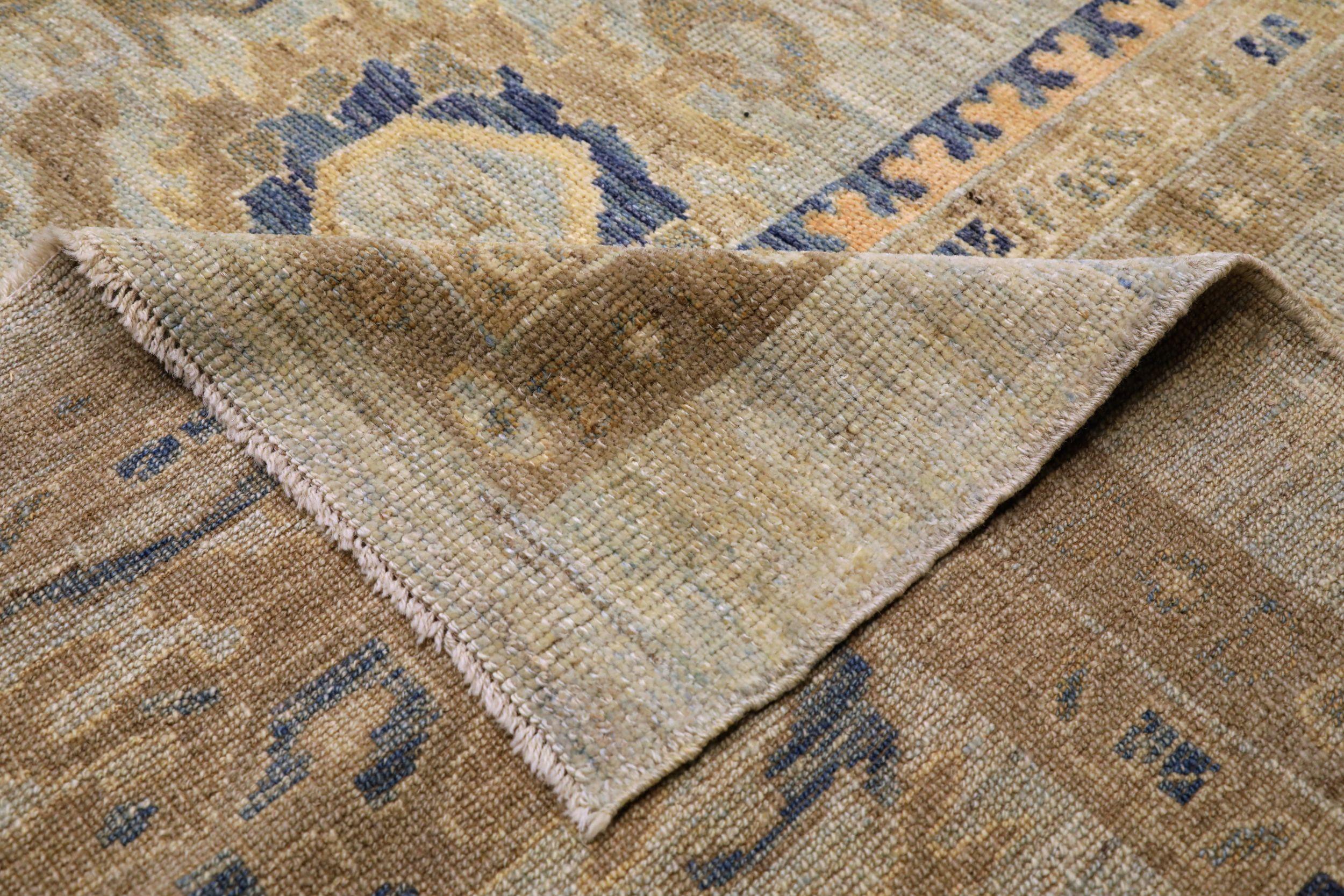 Afghanistan Oushak Quadratische Teppiche - Wolle Braun Grau Elfenbein - 94294 (Afghanisch) im Angebot