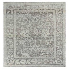 Afghanistan Oushak Quadratische Teppiche - Wolle Braun Elfenbein Design - 93617