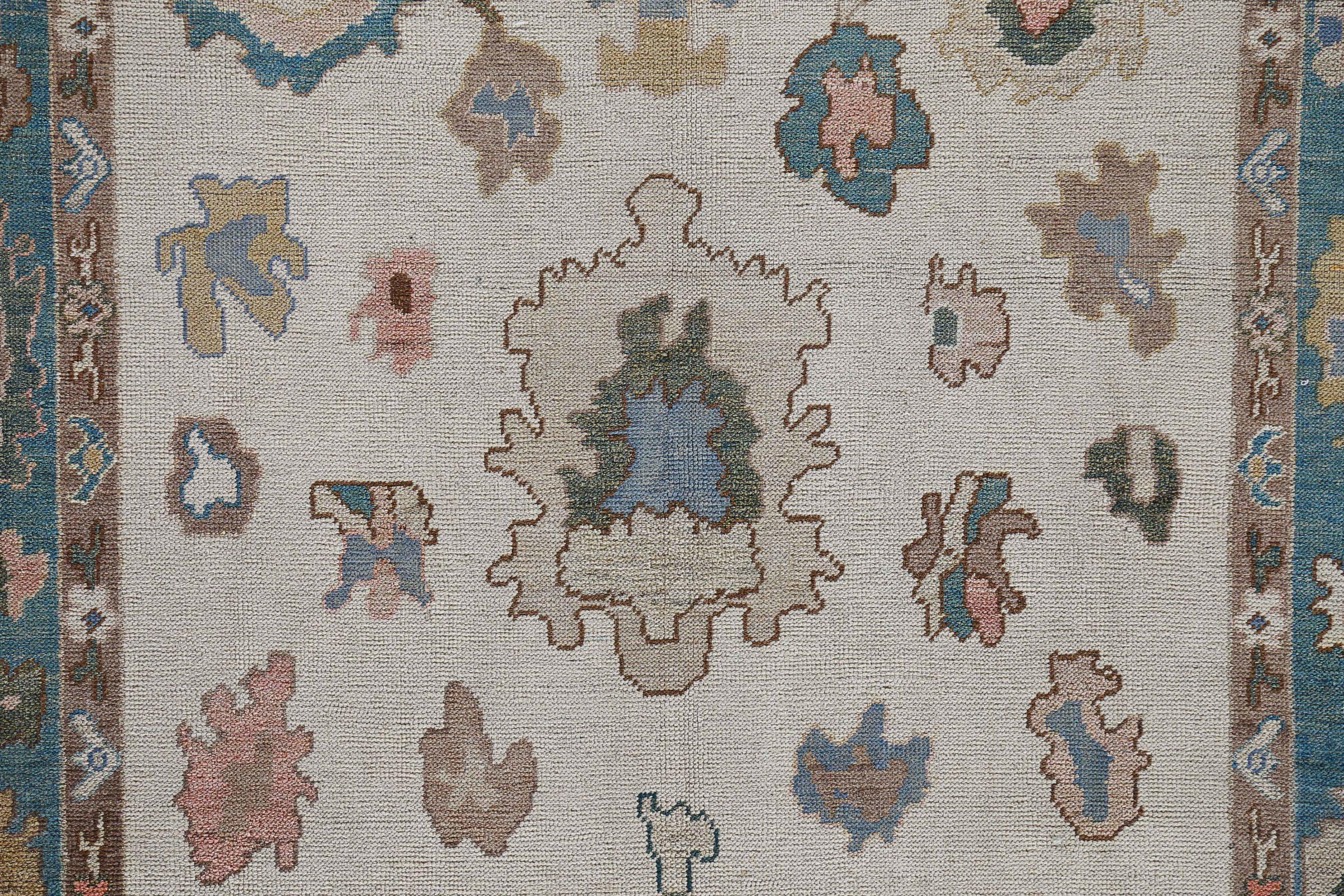 20ième siècle Afghanistan Collection Rose Tapis de sol Circa 1990 - Laine Bleu Brown Ivoire - 90785 en vente