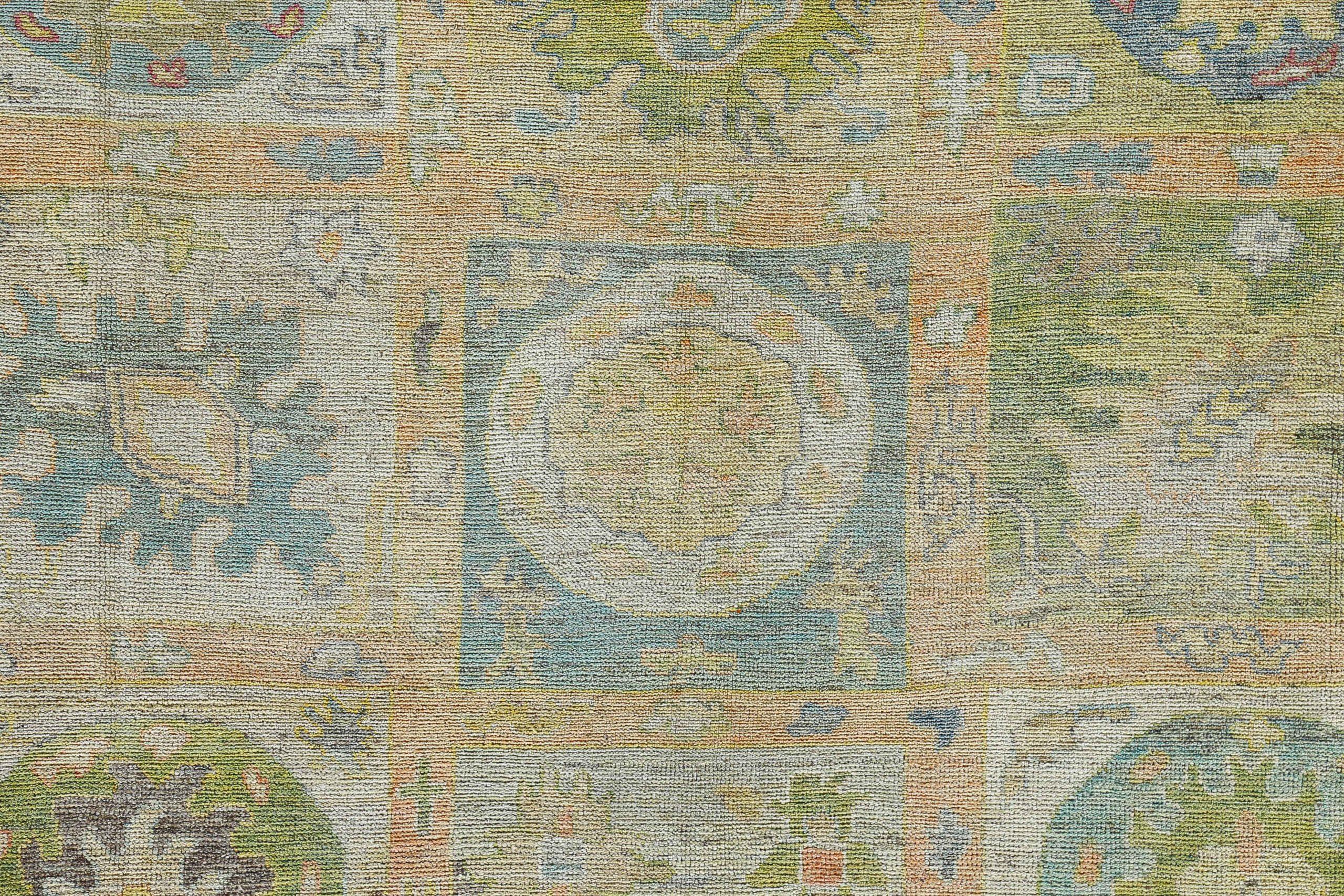 Afghanistan Rose Collection Area Rugs Circa 1990 - Wool Blue Brown Pink - 90797 In Excellent Condition For Sale In Dallas, TX