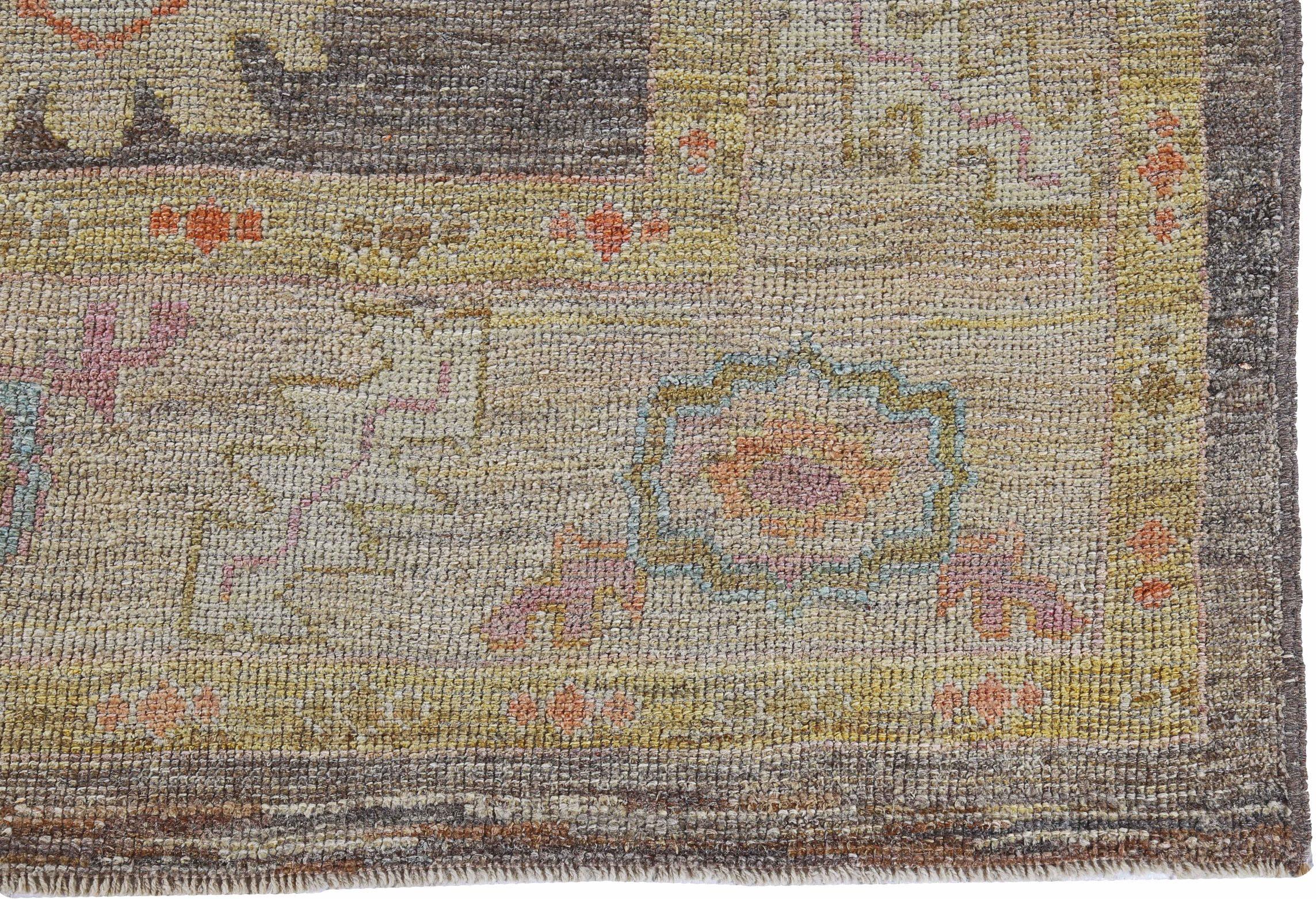 Afghanistan Rose Collection Tapis de sol Circa 1990 - Laine Bleu Brown Pink - 90904 en vente 1
