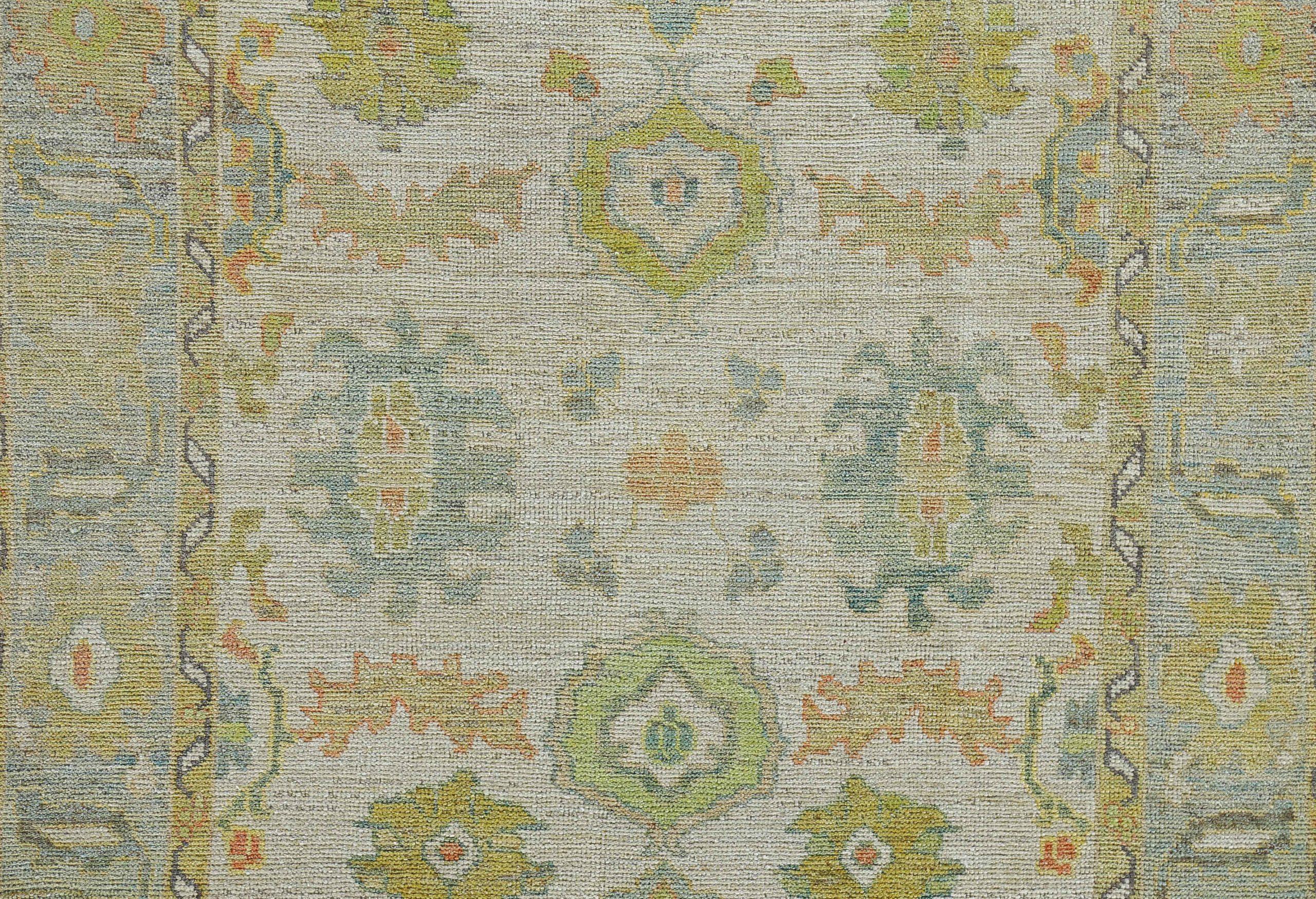 Afghanistan Rose Collection Area Rugs Circa 1990 - Wool Blue Green Ivory - 90859 In Excellent Condition For Sale In Dallas, TX