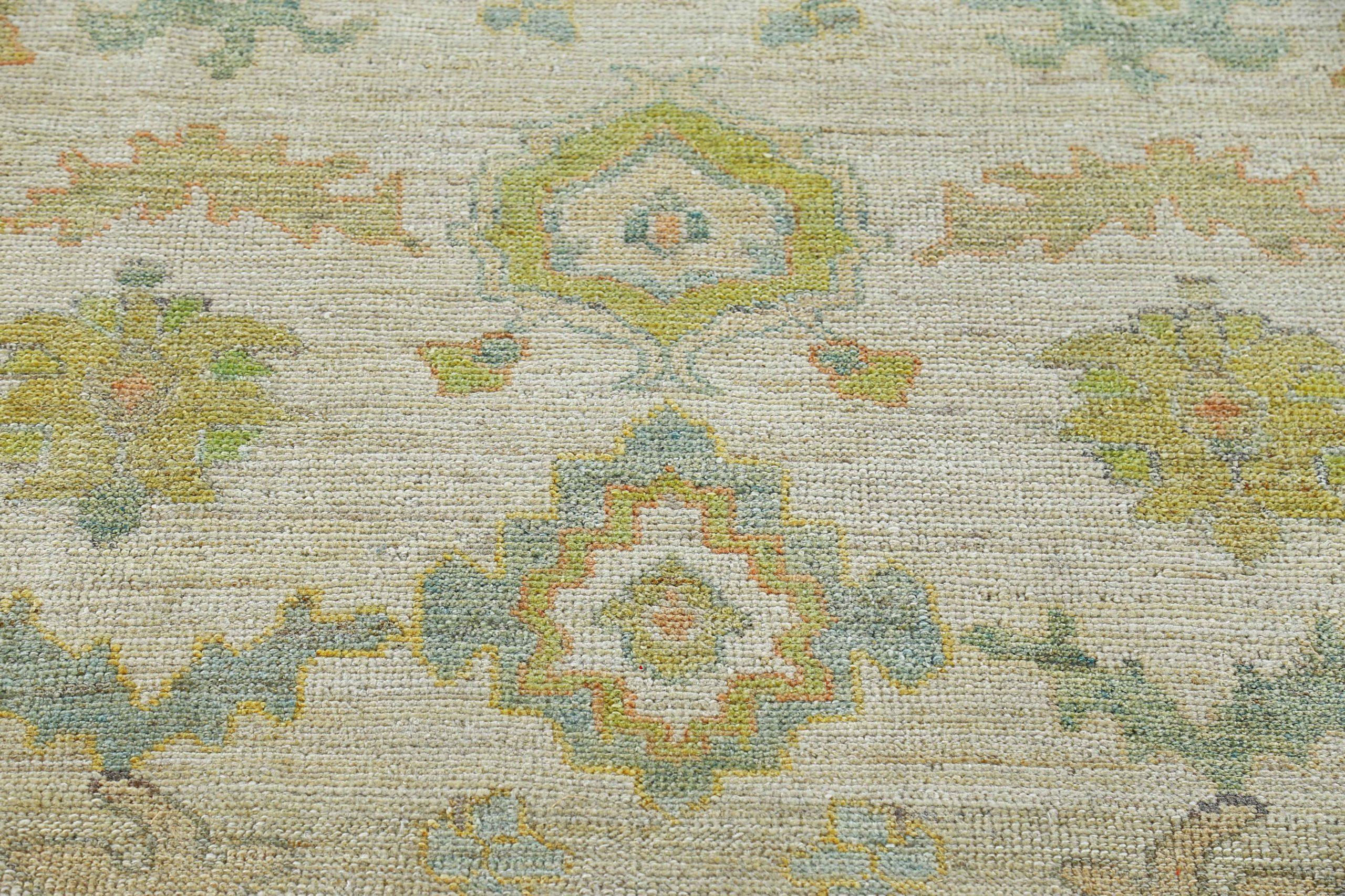 20th Century Afghanistan Rose Collection Area Rugs Circa 1990 - Wool Blue Green Ivory - 90859 For Sale
