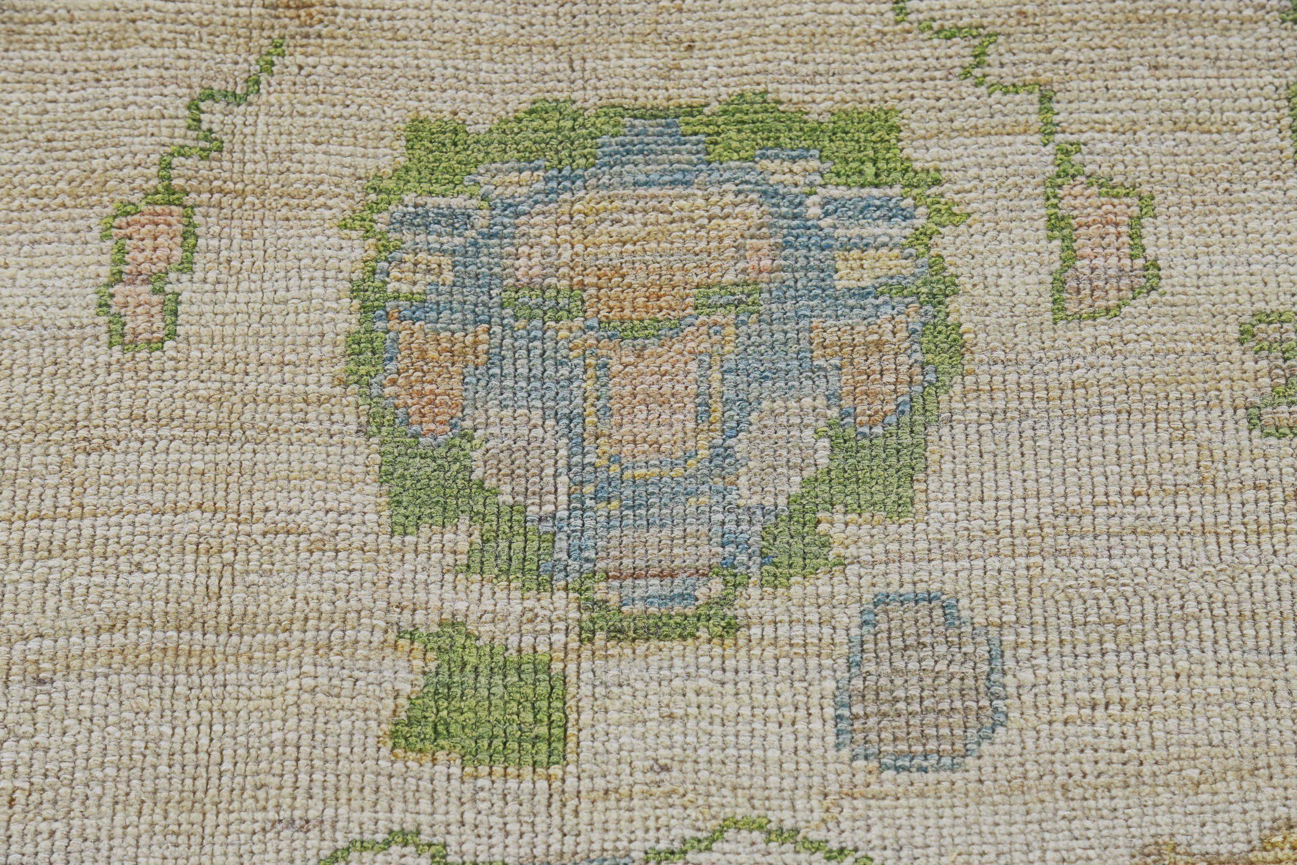 Afghanistan Rose Kollektion Teppiche Circa 1990 - Wolle Blau Grün Elfenbein - 90906 (20. Jahrhundert) im Angebot