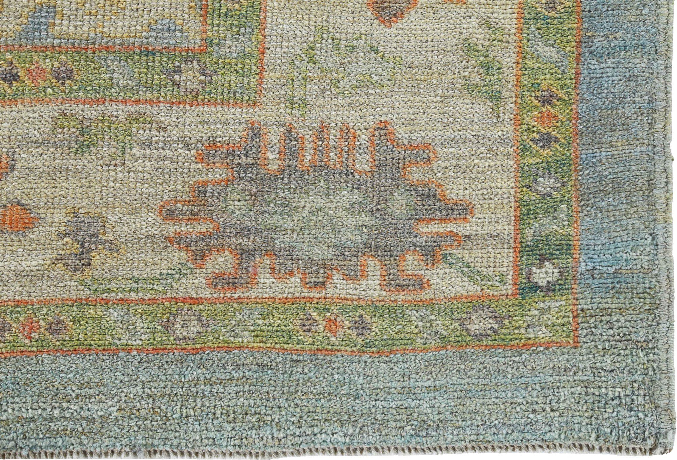 Afghanistan Rose Collection Area Rugs Circa 1990 - Wool Blue Orange - 90850 For Sale 1