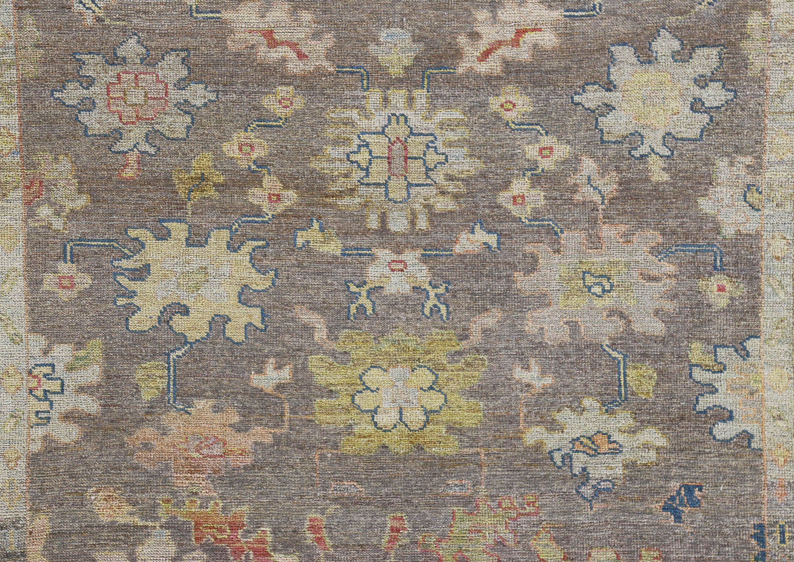 20ième siècle Afghanistan Rose Collection Tapis de sol Circa 1990 - Laine Brown Green - 90918 en vente