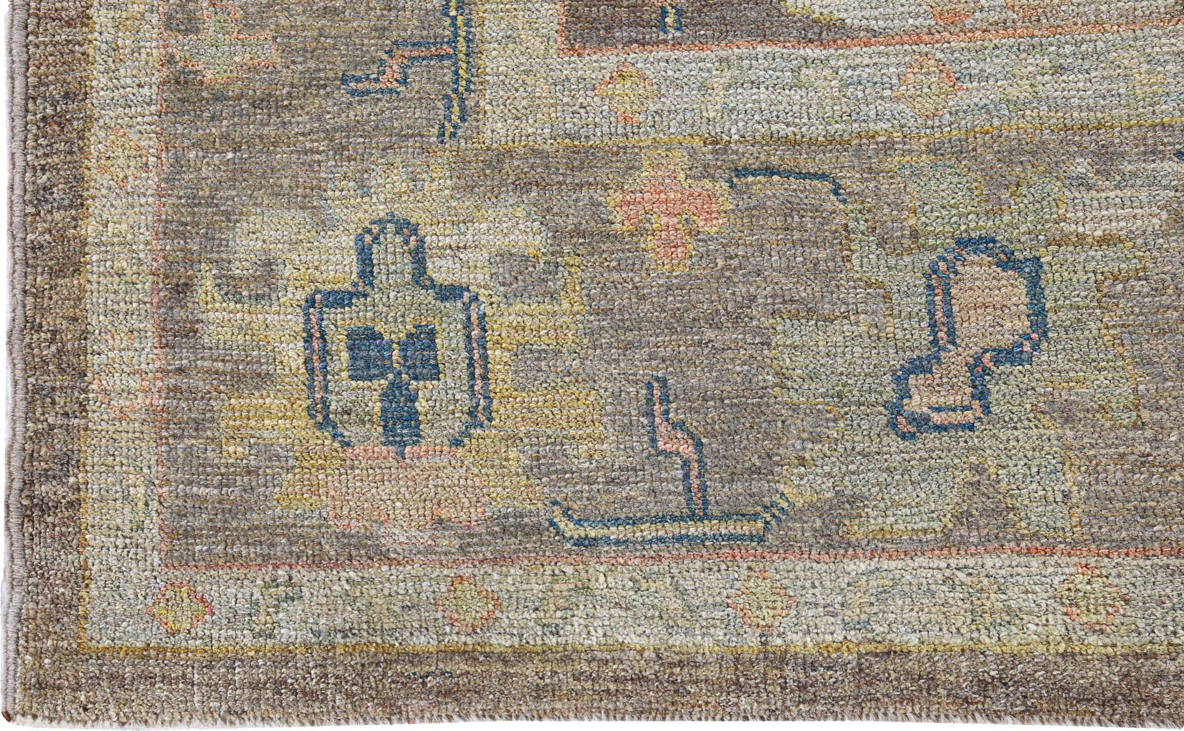 Afghanistan Rose Collection Tapis de sol Circa 1990 - Laine Brown Green - 90918 en vente 1