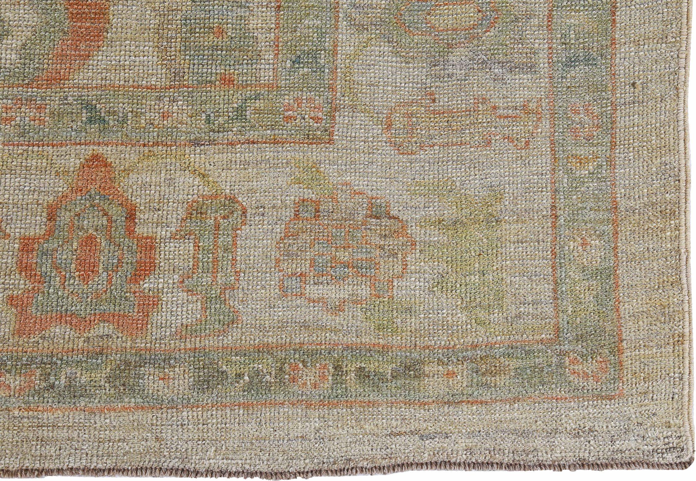 Afghanistan Rose Collection Area Rugs Circa 1990 - Wool Green Ivory Pink - 90905 For Sale 1