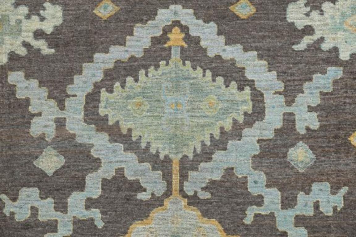 Afghanistan Rose Collection Area Rugs - Wool Blue Brown - 90830 In Excellent Condition For Sale In Dallas, TX