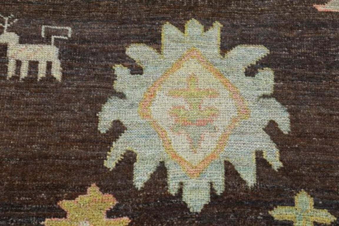 20th Century Afghanistan Rose Collection Area Rugs - Wool Blue Brown Green - 90845 For Sale