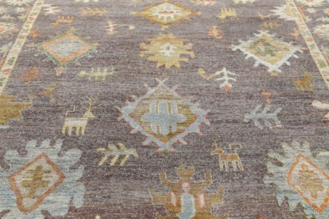 Afghanistan Rose Kollektion Teppiche - Wolle Blau Braun Grün - 90884 (Stammeskunst) im Angebot
