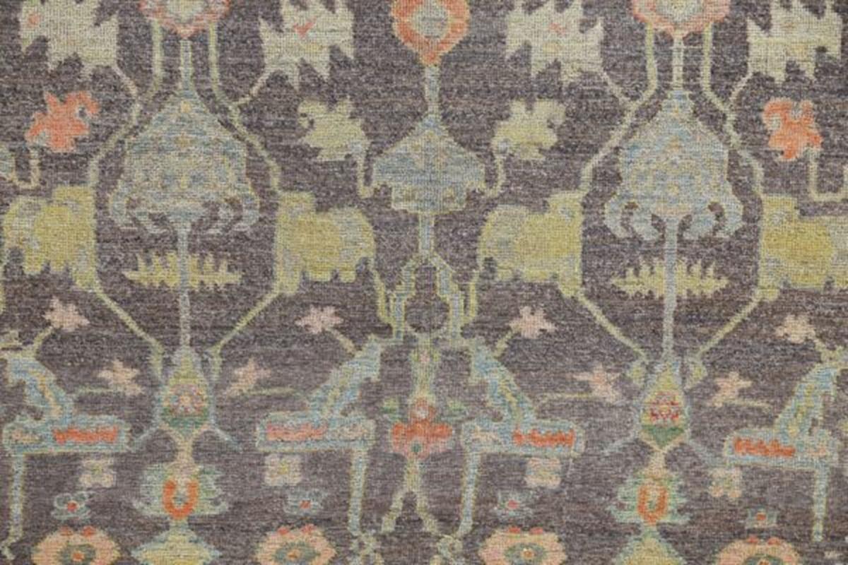 Turkish Turkey Rose Collection Area Rugs - Wool Blue Brown Green - 90935 For Sale