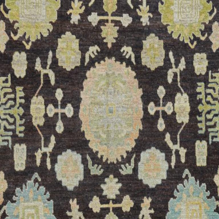 Afghanistan Rose Kollektion Teppiche - Wolle Blau Braun Elfenbein - 90806 im Zustand „Hervorragend“ im Angebot in Dallas, TX