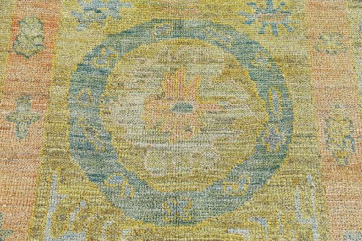 20th Century Afghanistan Rose Collection Area Rugs - Wool Blue Brown Ivory - 90837 For Sale