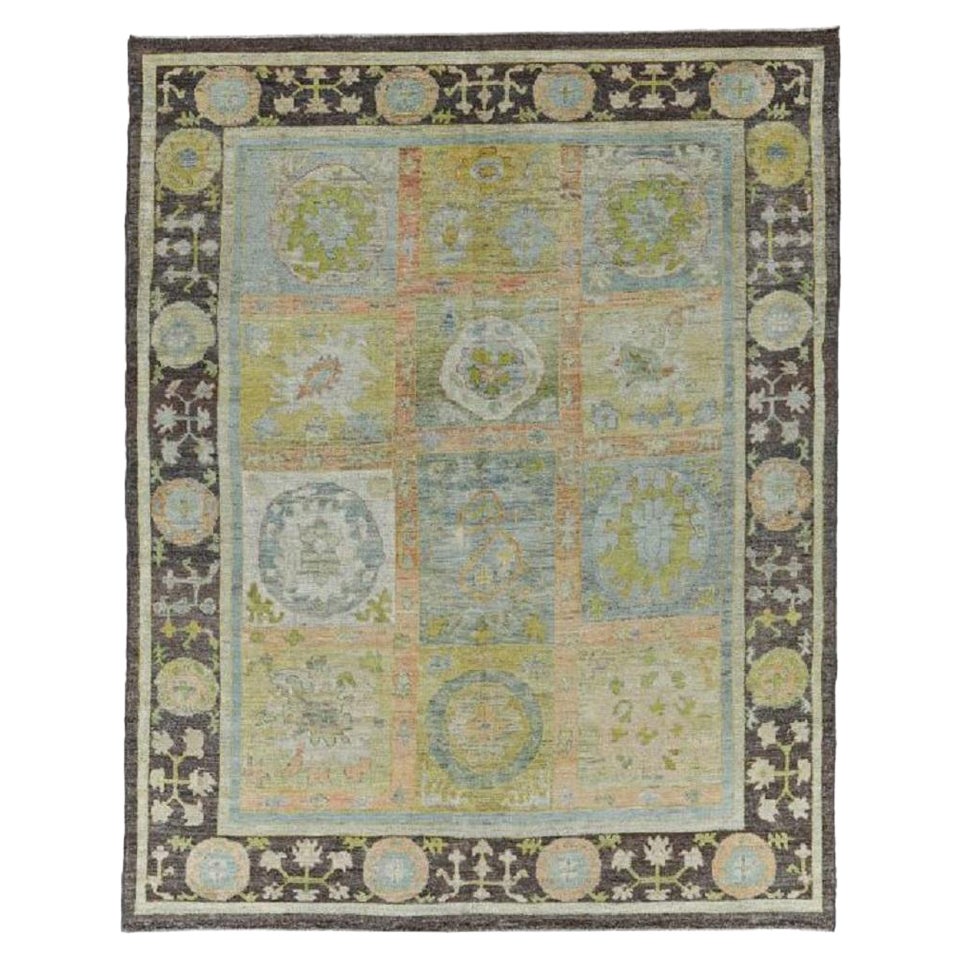 Tappeti Afghanistan Rose Collection - Lana blu marrone avorio - 90837