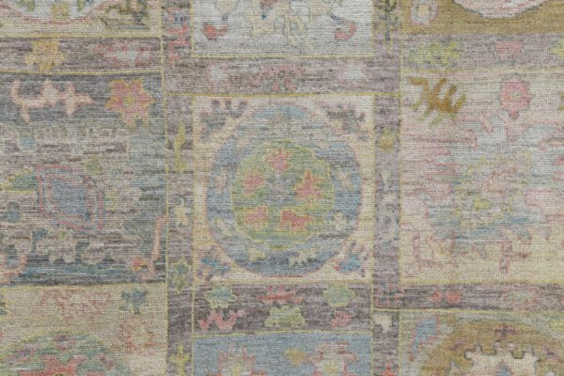 20th Century Afghanistan Rose Collection Area Rugs - Wool Blue Brown Ivory - 90868 For Sale