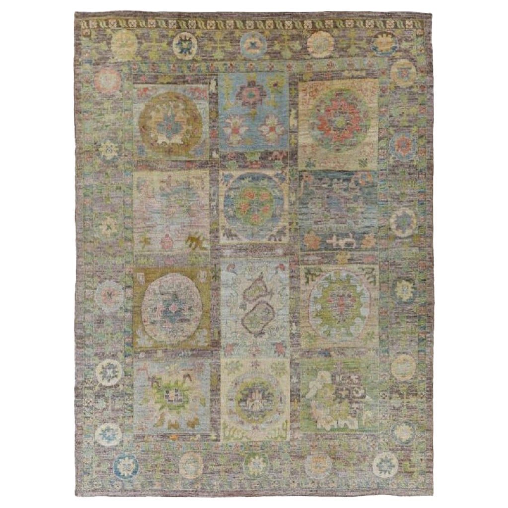 Afghanistan Rose Collection Area Rugs - Wool Blue Brown Ivory - 90868