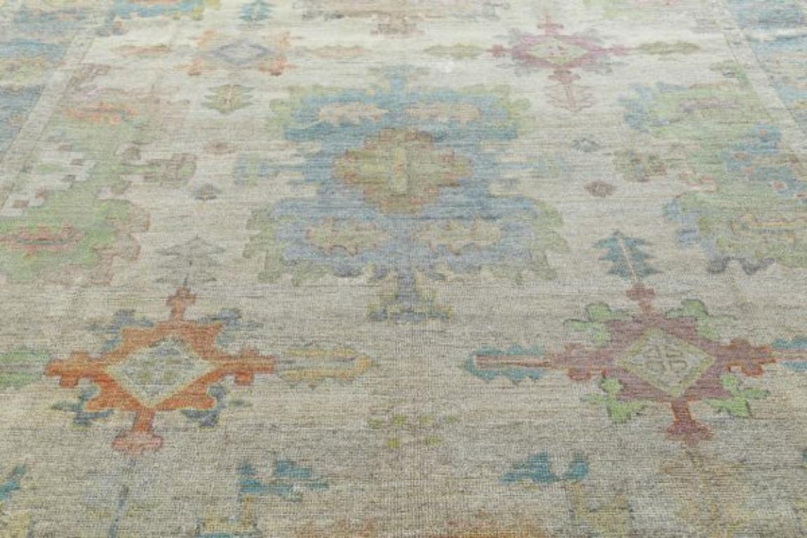 Tribale Tappeti Afghanistan Rose Collection - Lana Blu Verde Avorio - 90831 in vendita