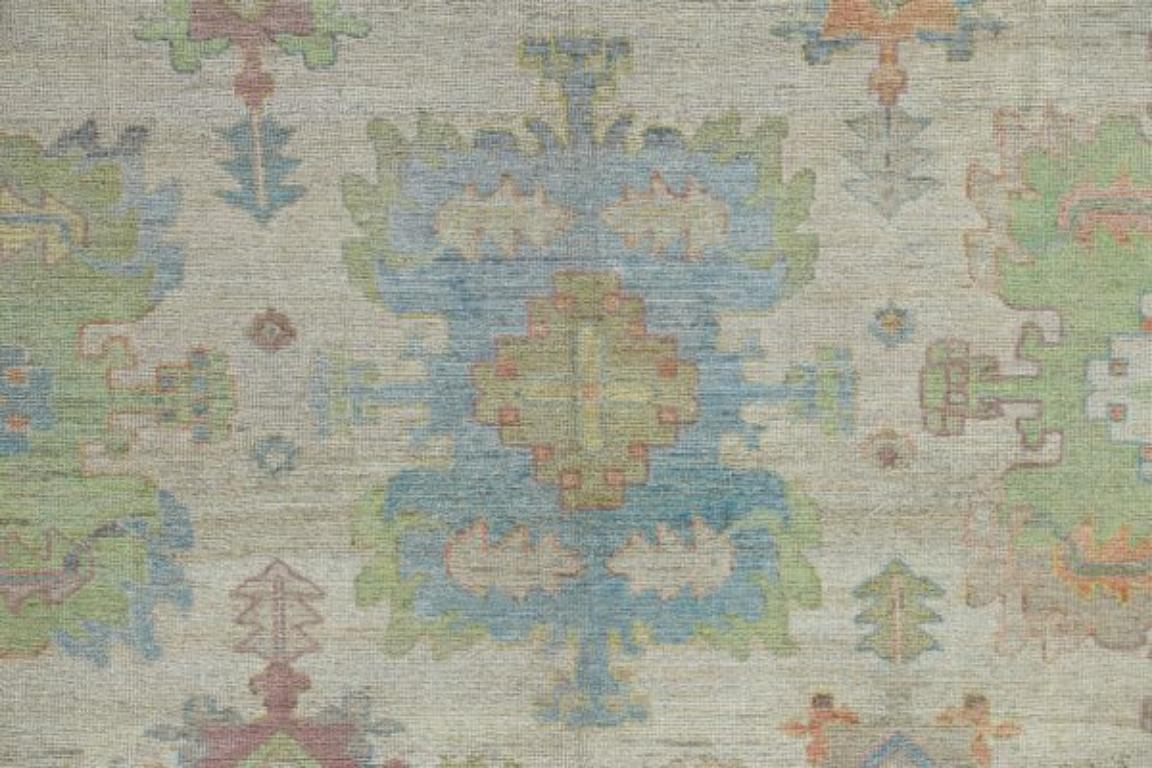 Tappeti Afghanistan Rose Collection - Lana Blu Verde Avorio - 90831 In condizioni ottime in vendita a Dallas, TX