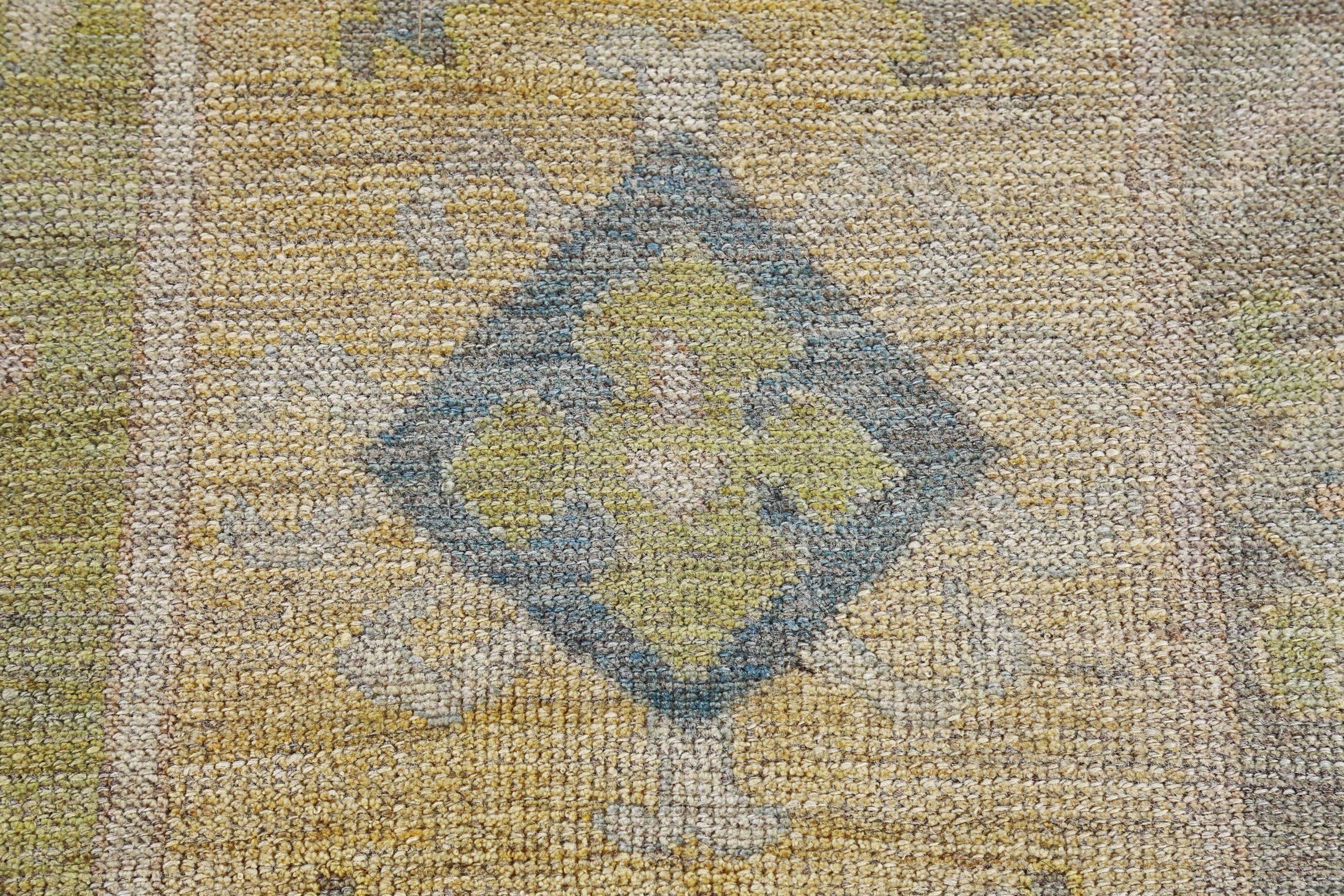 Afghanistan Rose Collection Area Rugs - Wool Blue Green Ivory - 90866 In Excellent Condition For Sale In Dallas, TX