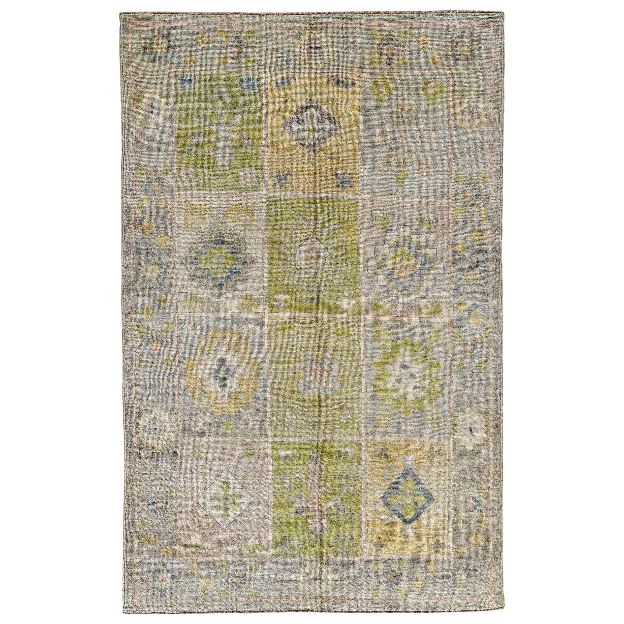 Tappeti Afghanistan Rose Collection - Lana Blu Verde Avorio - 90866