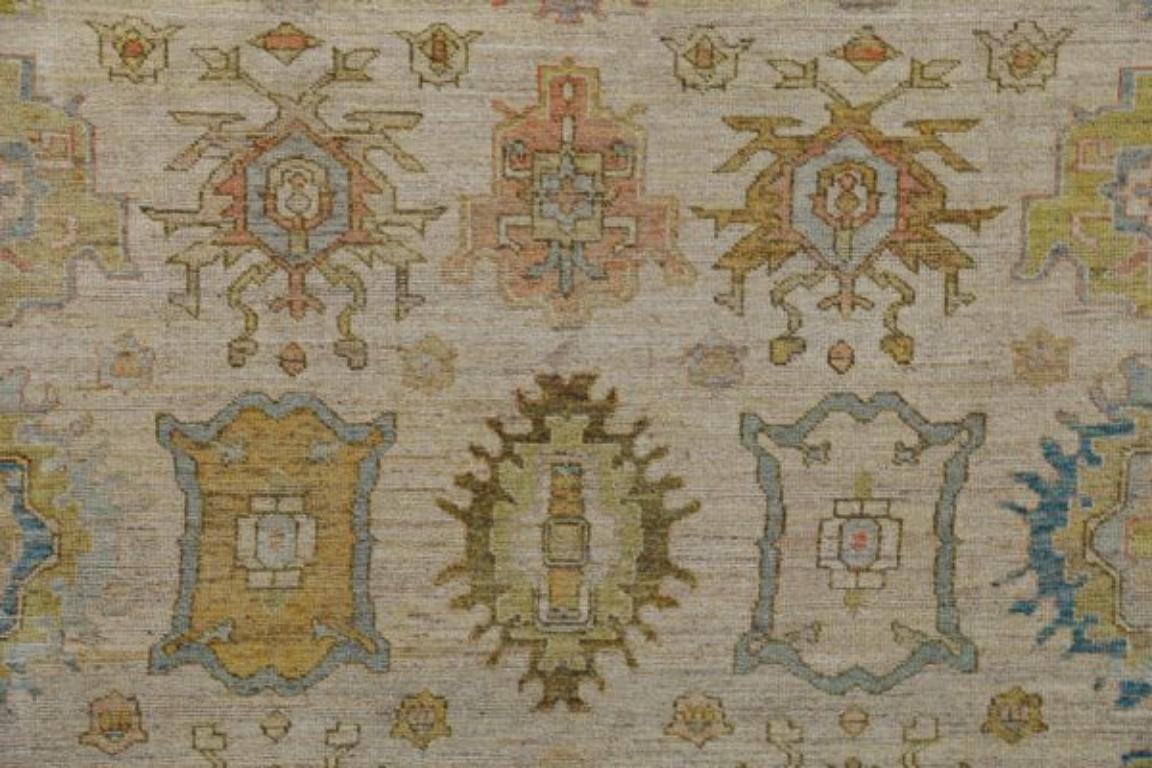 Afghano Tappeti Afghanistan Rose Collection - Lana Blu Verde Avorio - 91023 in vendita