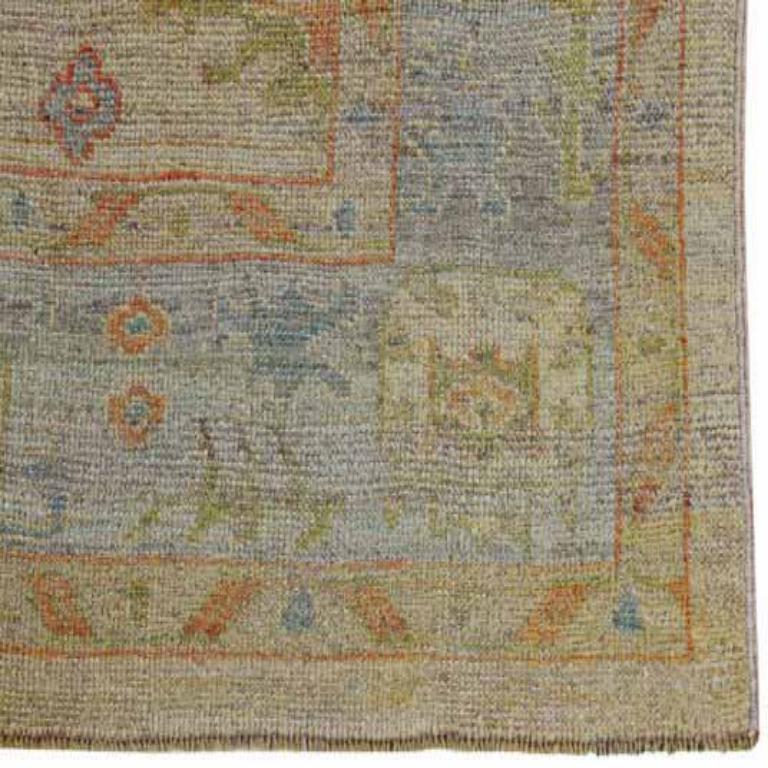 Tappeti Afghanistan Rose Collection - Lana Blu Verde Avorio - 91023 In condizioni ottime in vendita a Dallas, TX