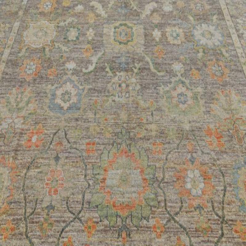 Afghanistan Rose Kollektion Teppiche - Wolle Braun Grün Rosa - 90952 (Stammeskunst) im Angebot