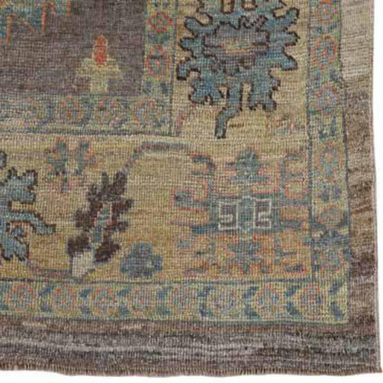 Afghanistan Rose Kollektion Teppiche - Wolle Braun Grün Rosa - 91039 im Zustand „Hervorragend“ im Angebot in Dallas, TX