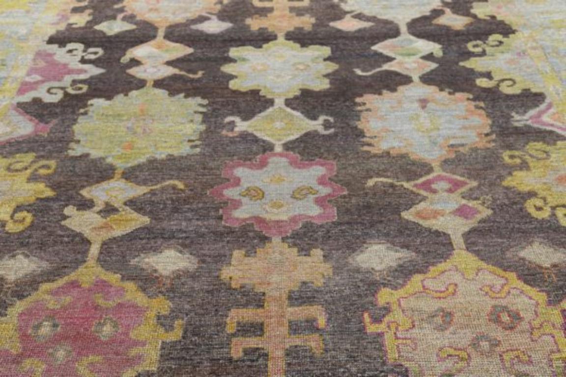 Tribal Afghanistan Rose Collection Area Rugs - Wool Brown Purpel - 91053 For Sale