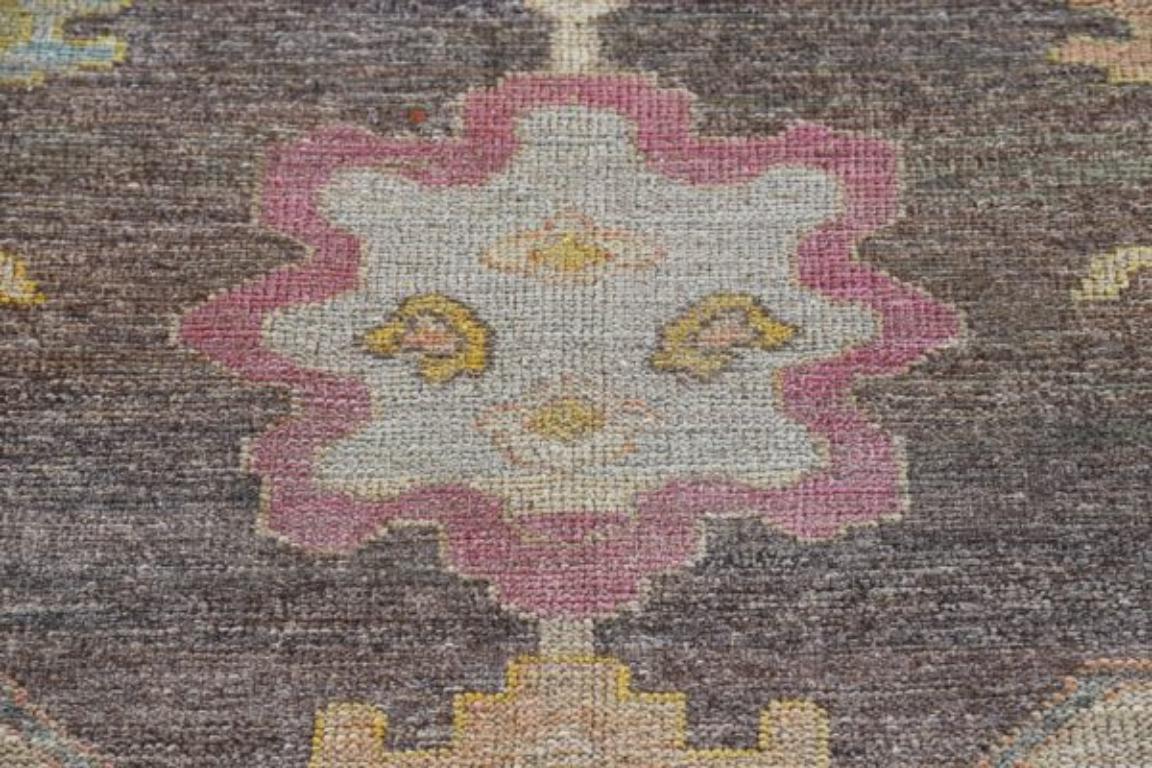 20th Century Afghanistan Rose Collection Area Rugs - Wool Brown Purpel - 91053 For Sale