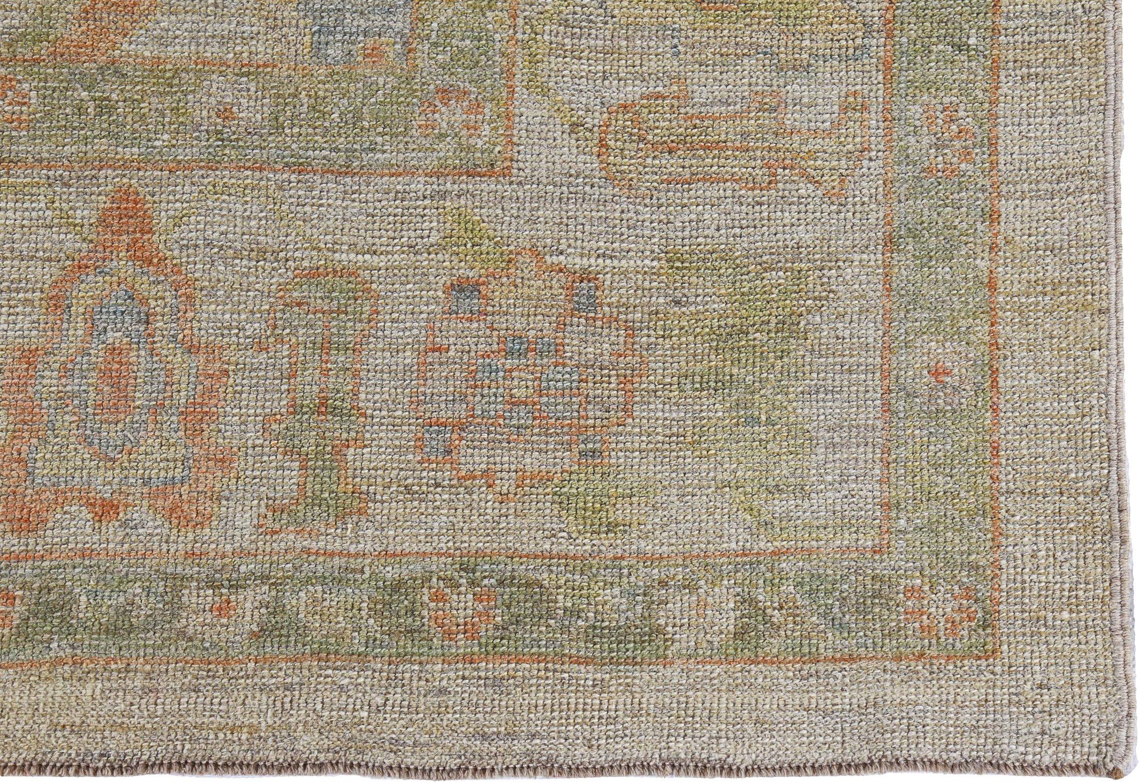Tappeti Afghanistan Rose Collection - Lana Verde Avorio - 90907 In condizioni ottime in vendita a Dallas, TX