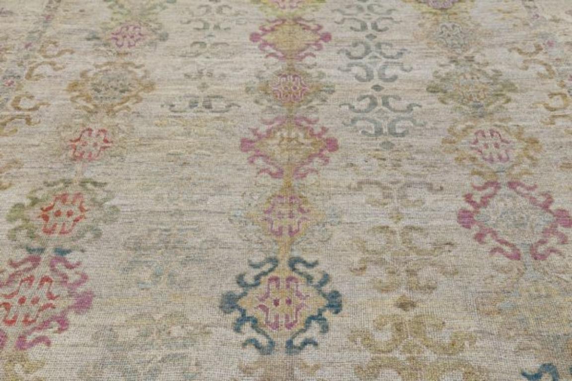 Tribale Tappeti per l'area Afghanistan Rose Collection - Lana Avorio Purpel - 91021 in vendita