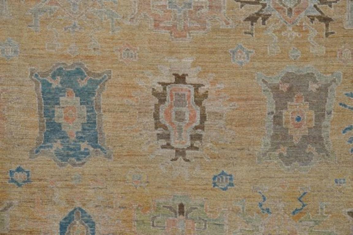 Turc Tapis de la collection Afghanistan Rose - Laine ivoire jaune - 91059 en vente