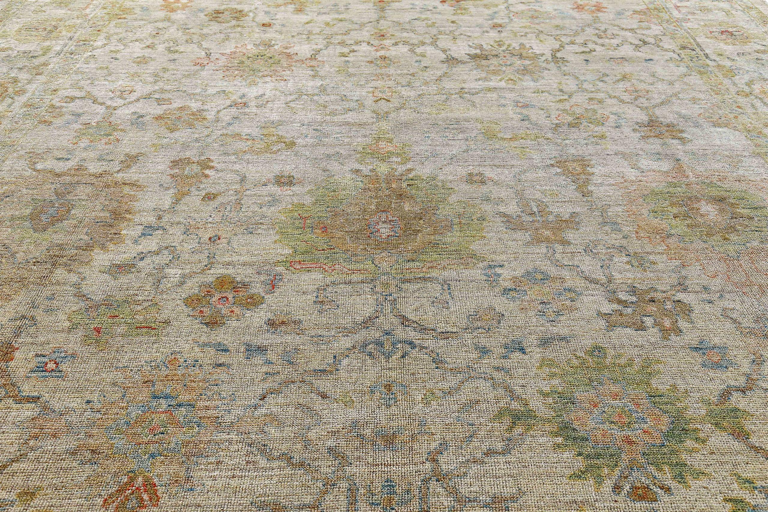 Afghanistan Rose Kollektion Over Size Teppich Circa 1990 - Wolle Blau Grün - 90870 (Afghanisch) im Angebot