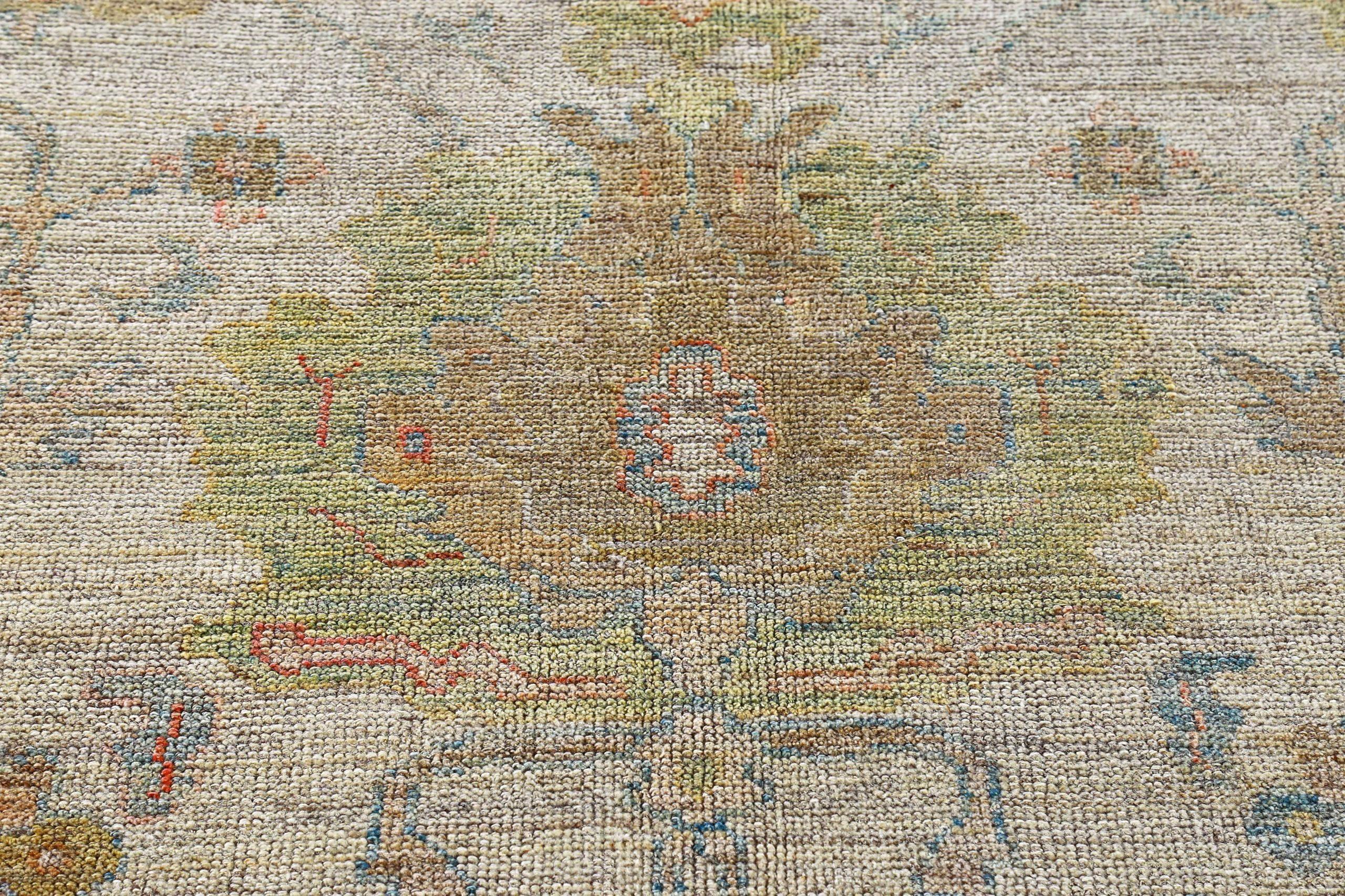 Afghanistan Rose Kollektion Over Size Teppich Circa 1990 - Wolle Blau Grün - 90870 (20. Jahrhundert) im Angebot