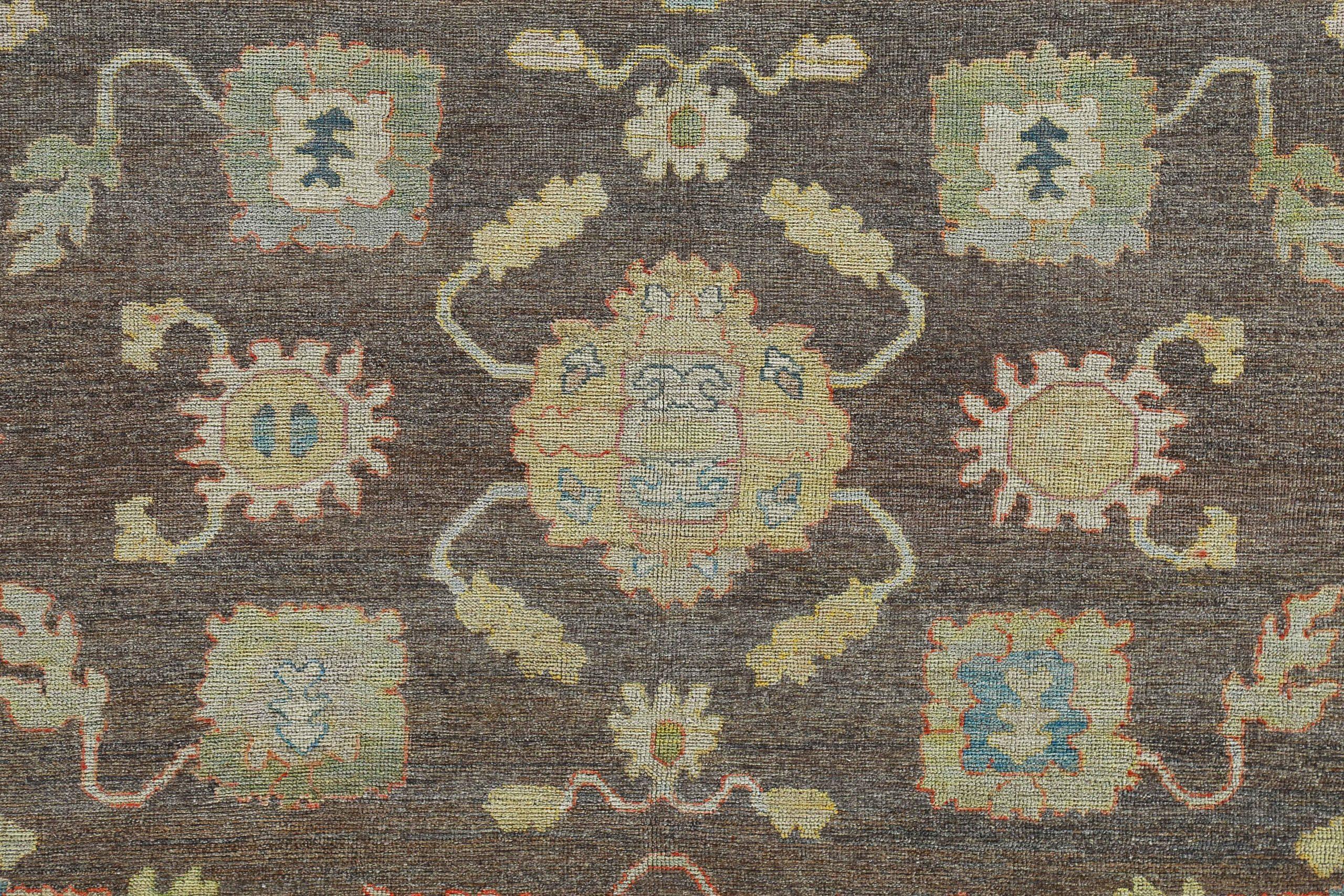 Tappeto Afghanistan Rose Collection Over Size circa 1990 - Lana Marrone Verde - 90852 In condizioni ottime in vendita a Dallas, TX