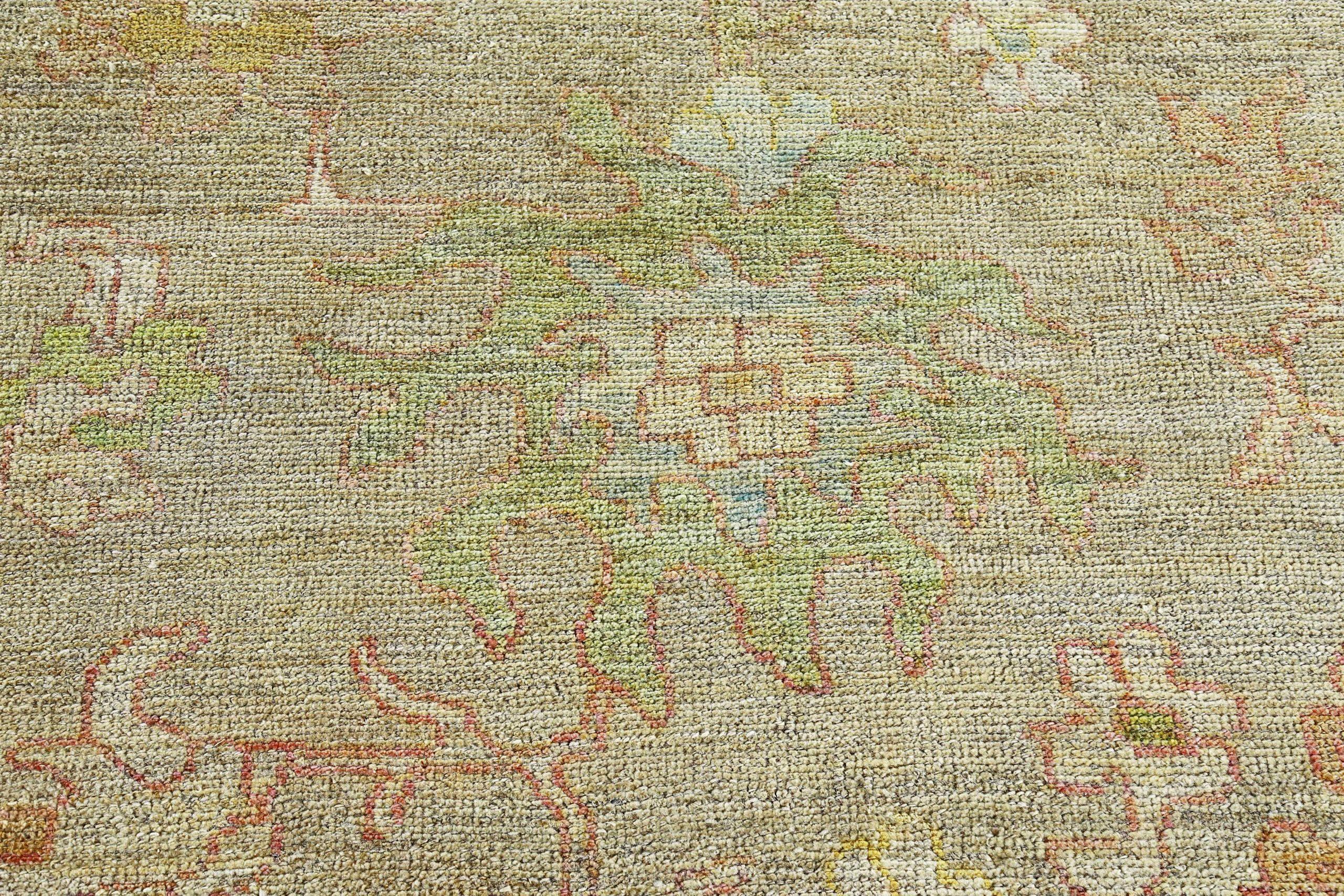 20th Century Afghanistan Rose Collection Over Size Rug Circa 1990 - Wool Green Ivory - 90864 For Sale