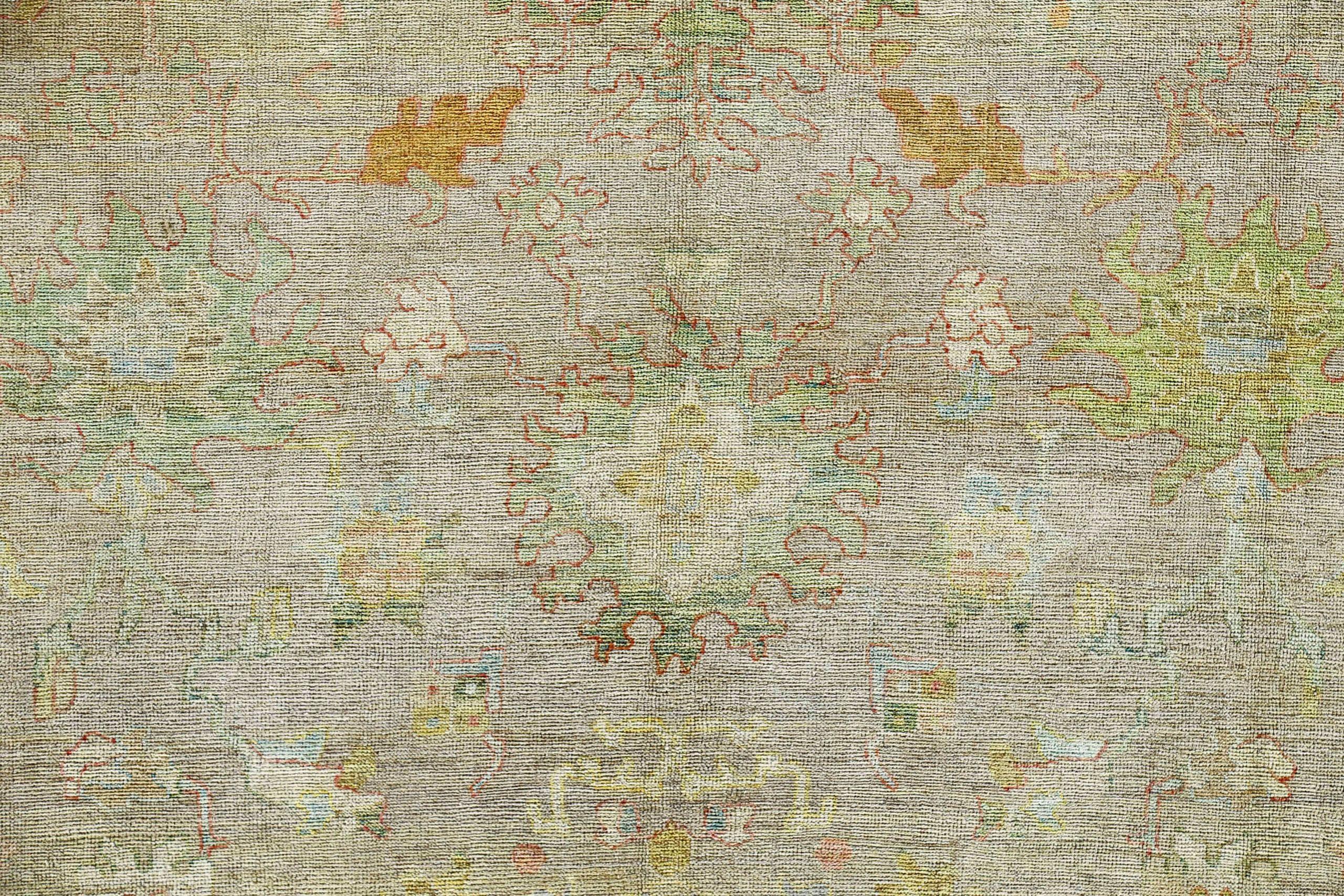 Afghanistan Rose Collection Over Size Rug Circa 1990 - Wool Green Ivory - 90864 For Sale 1