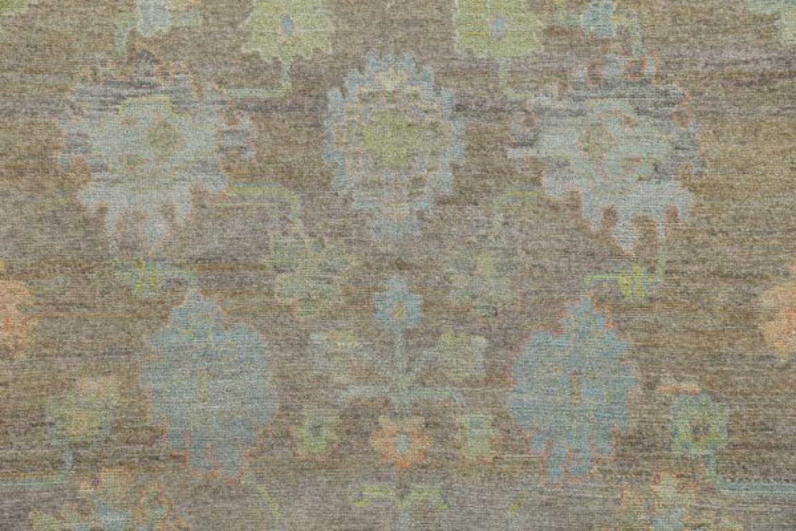 Afghanistan Rose Kollektion Over Size Teppich - Wolle Blau Braun - 90839 (Afghanisch) im Angebot