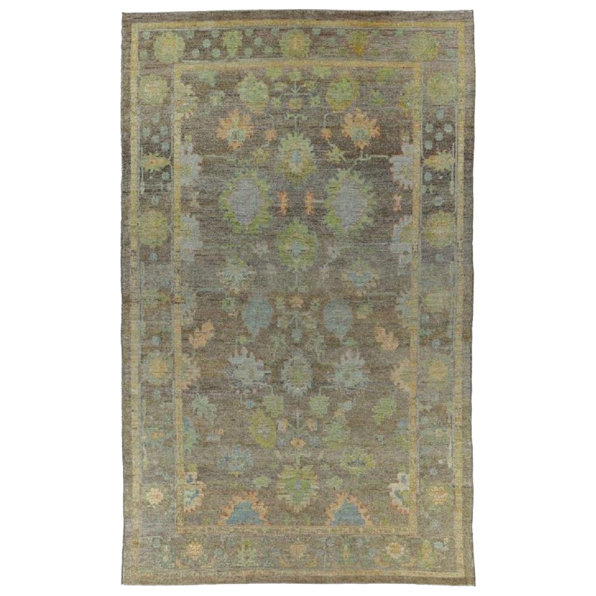 Afghanistan Rose Kollektion Over Size Teppich - Wolle Blau Braun - 90839