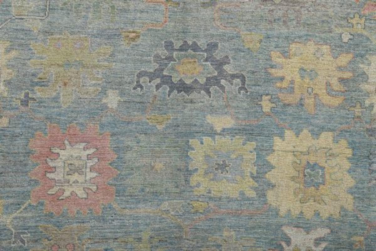 Afghanistan Rose Kollektion Over Size Teppich - Wolle Blau Braun - 90962 (Afghanisch) im Angebot